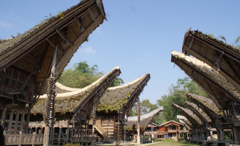 Tradycyjne domy tongkonan w regionie Tana Toraja